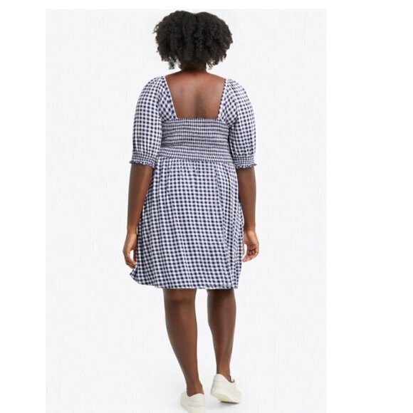 DRAPER JAMES | Jo Dee Navy Gingham Babydoll Dress Small Cottagecore - Picture 2 of 11